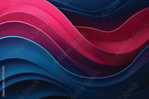 Blue and pink color wavy background with paper cut style