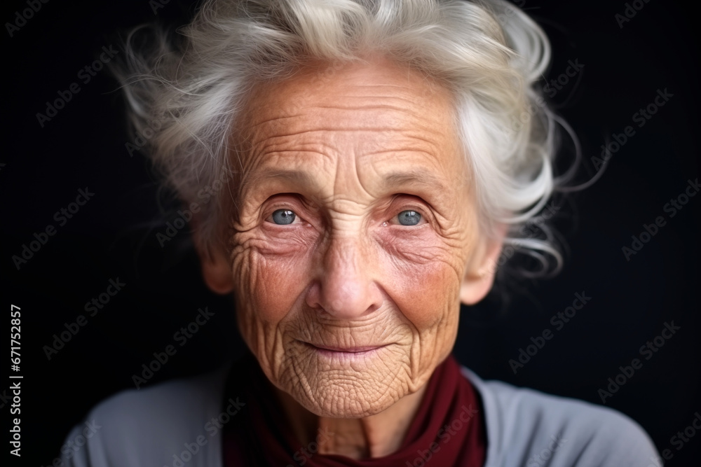 Smiling elderly woman. Old person. AI. Smiling elderly woman. Old person. AI.