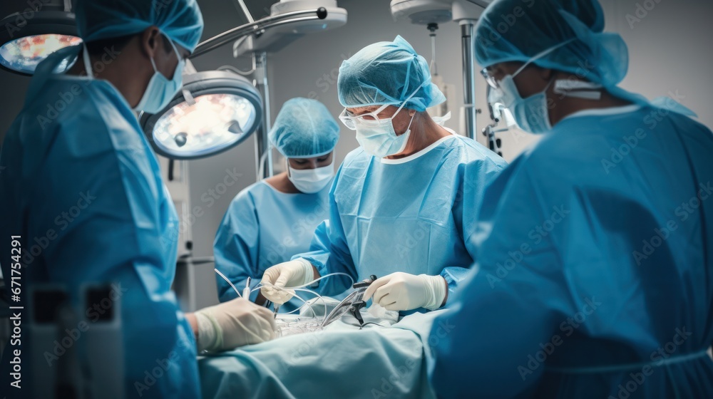 Group of surgeons in operating room , Medical Team Performing Surgical Operation in Modern Operating Room Group of surgeons in operating room , Medical Team Performing Surgical Operation in Modern Operating Room