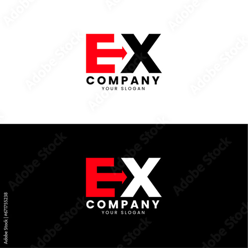 abstract letter ex simple overlapping geometric logo vector