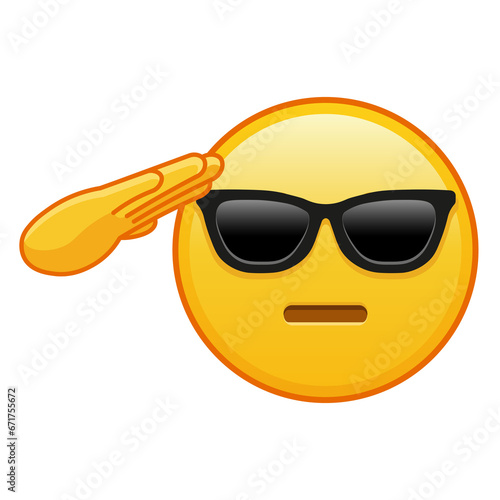 Emoji with hand and sunglasses on face Large size of yellow emoji smile
