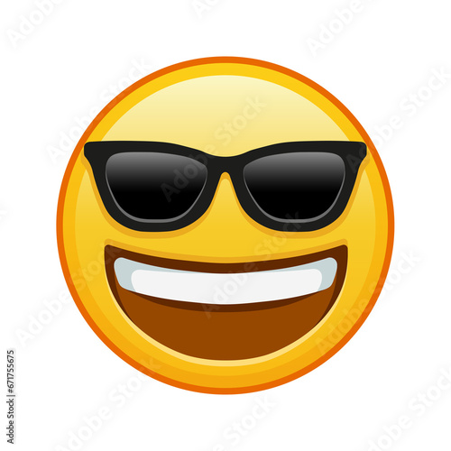 A grinning face with sunglasses Large size of yellow emoji smile photo