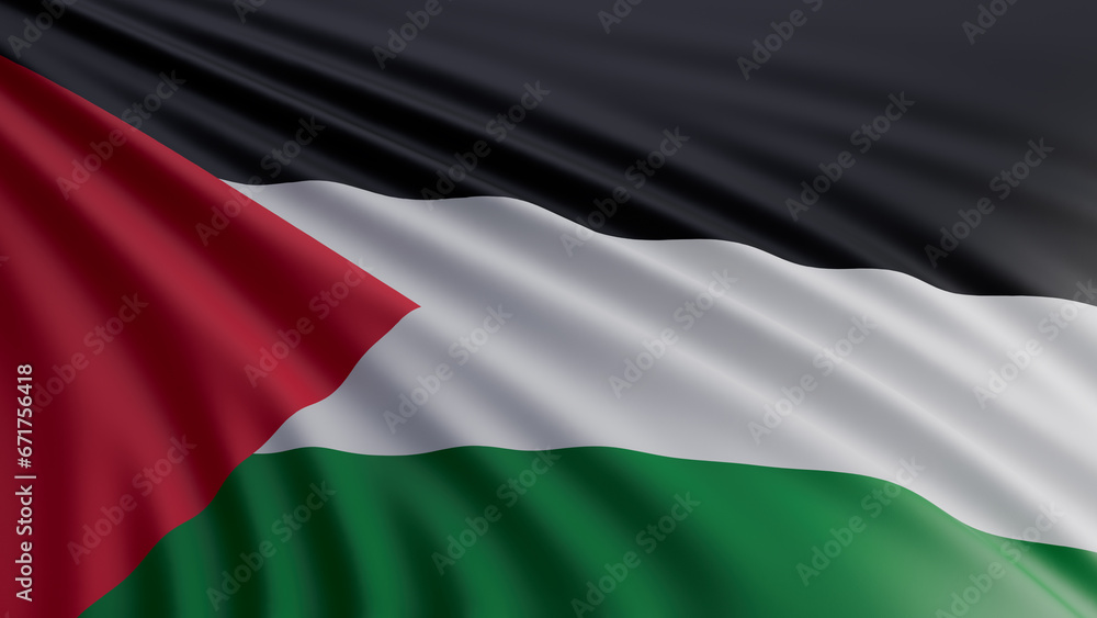 Wavy Palestine flag. 3d renderind Wavy Palestine flag. 3d renderind