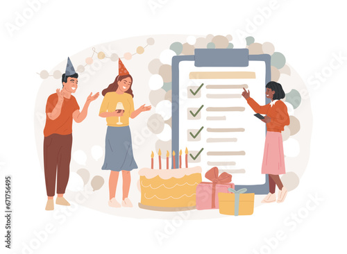 Event management isolated concept vector illustration. Corporate party planning service, event management software, meeting organizer, production company, venue design, schedule vector concept.