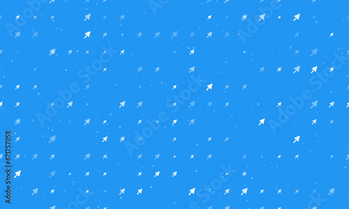 Seamless background pattern of evenly spaced white trowel symbols of different sizes and opacity. Vector illustration on blue background with stars