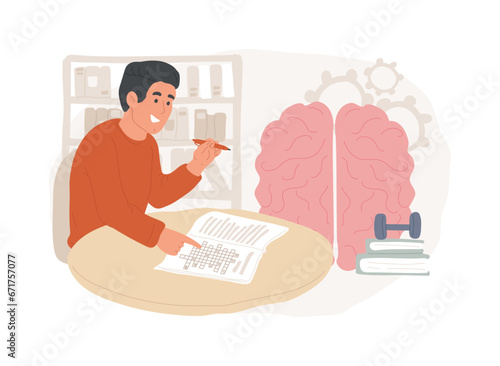 Mind fitness isolated concept vector illustration. Keep your mind in shape, mental fitness training, emotional fitness community, exercise thinking flexibility, brain training vector concept.