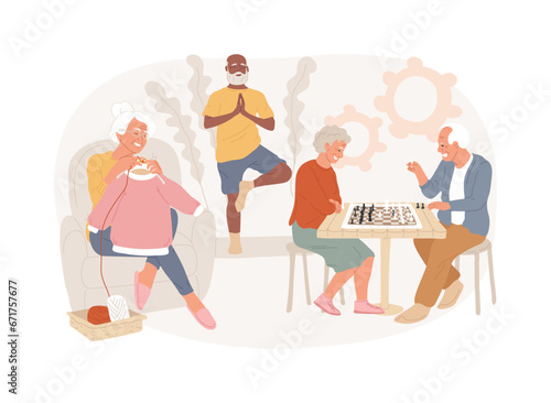 Obraz na płótnie Activities for seniors isolated concept vector illustration. Activities for elderly people, older generation active lifestyle, seniors spending free time, geriatric care service vector concept. w salonie