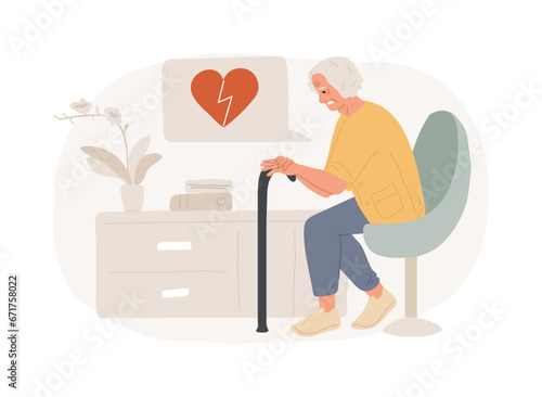 Social isolation isolated concept vector illustration. Social deprivation, isolation effect, old people loneliness, elderly person problem, disabled, mental health, living alone vector concept.