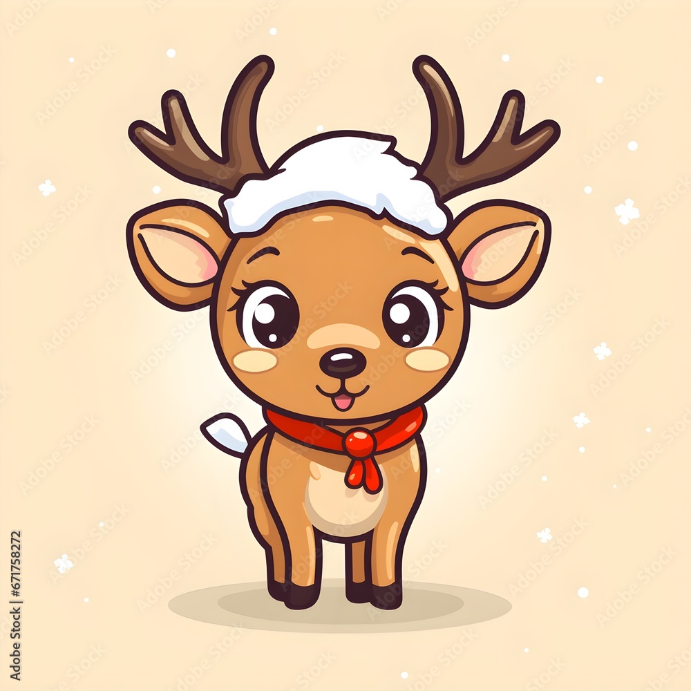 Obraz premium Cute Reindeer Icon Ready for Christmas