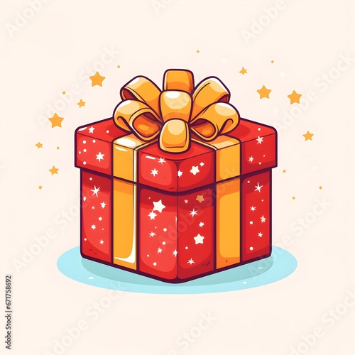 Charming Christmas Gift Box Illustrations on White Background