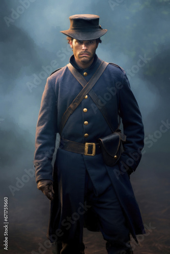 Civil war soldier illustration. Painted. Oil Painting on canvas texture. the officer. - Bull Run (First and Second Battle of Bull Run) - Virginia