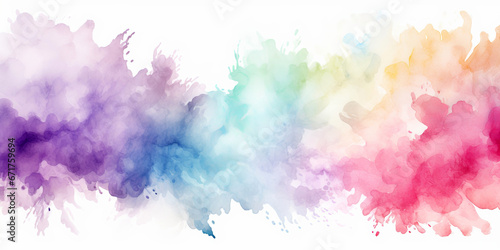 Colorful watercolor splashes on white background photo