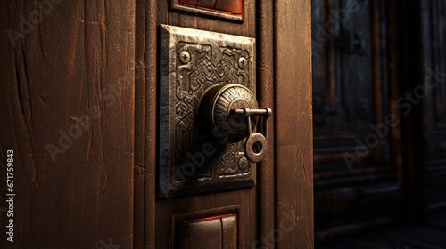 An old-fashioned door with a metal doorknob