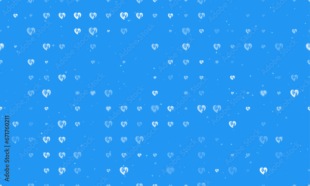 Seamless background pattern of evenly spaced white mom with baby symbols of different sizes and opacity. Vector illustration on blue background with stars Seamless background pattern of evenly spaced white mom with baby symbols of different sizes and opacity. Vector illustration on blue background with stars