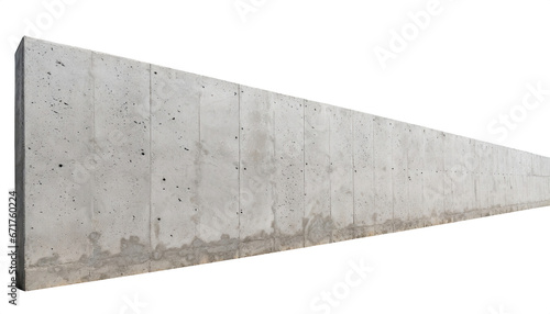 side of concrete cement wall, building barriers or borders, isolated on a transparent background. PNG, cutout, or clipping path.