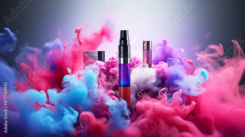 Vaping device with colorful smoke photo
