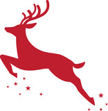 Reindeer deer Christmas deer flying jump over icon.