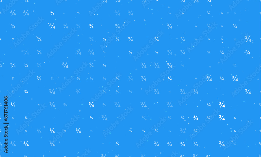 Seamless background pattern of evenly spaced white three quarters symbols of different sizes and opacity. Vector illustration on blue background with stars Seamless background pattern of evenly spaced white three quarters symbols of different sizes and opacity. Vector illustration on blue background with stars