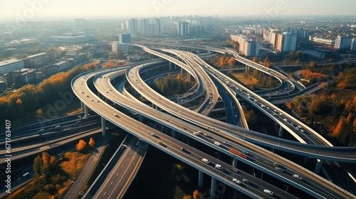 Transportation and road, Aerial view of the city overpass. photo