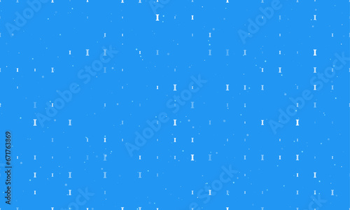 Seamless background pattern of evenly spaced white capital letter I symbols of different sizes and opacity. Vector illustration on blue background with stars