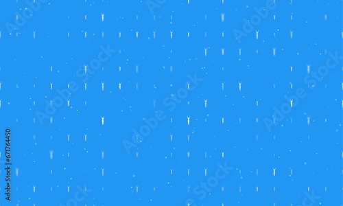 Seamless background pattern of evenly spaced white woman stretches symbols of different sizes and opacity. Vector illustration on blue background with stars