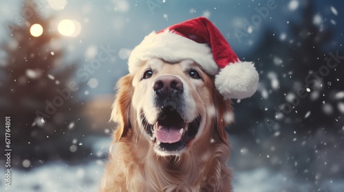 close-up portrait of a dog golden retriever labrador in winter on the snow