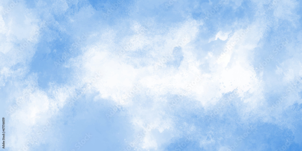 Creative and painted cloudy sky blue watercolor background, Pastel blue paper texture pattern Blurry and cloudy blue sky various natural clouds and smoke. beautiful cloudy blue Blurry and cloudy blue