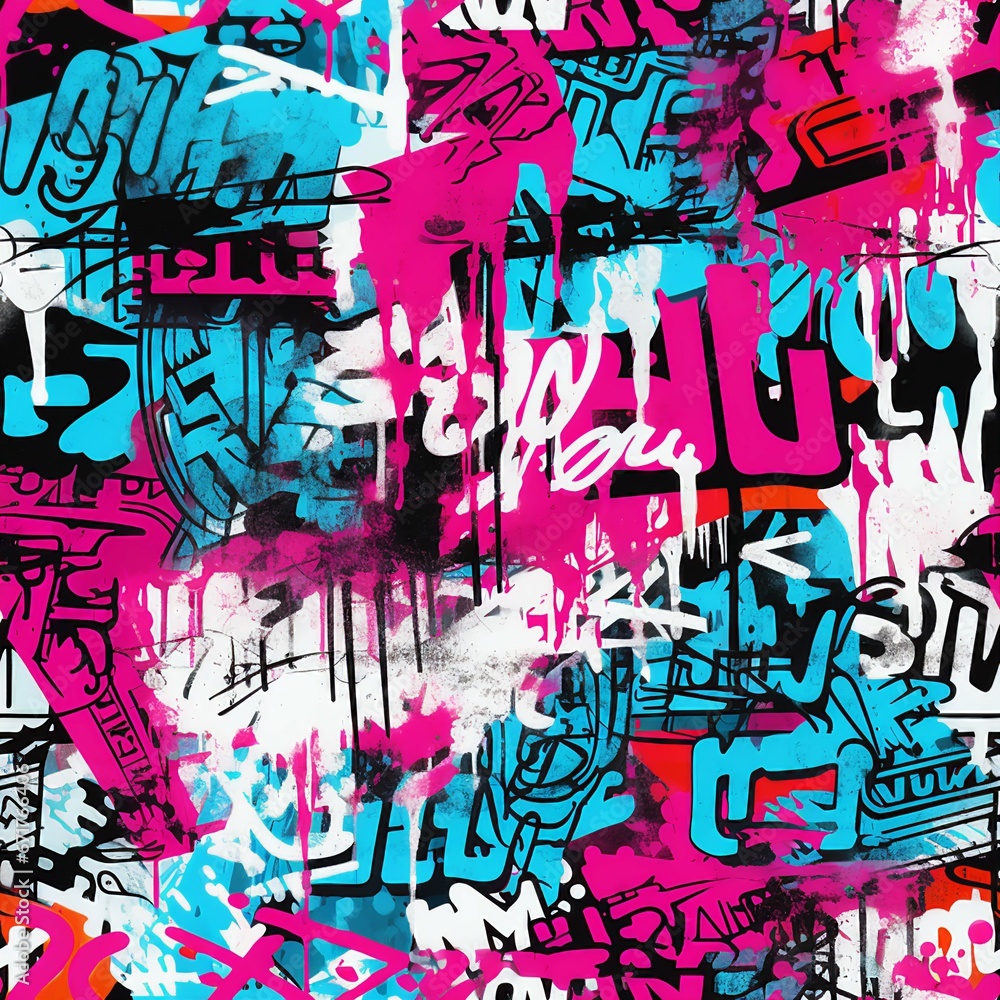 Obraz premium Acid Washed Street Art Graffiti Tag Pattern