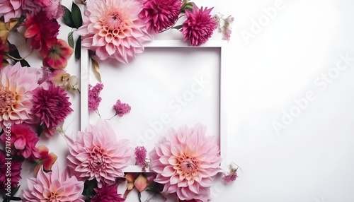 a white frame with pink flowers