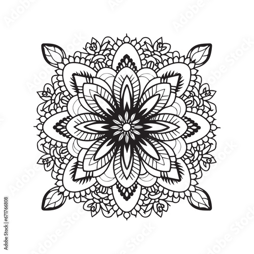  circular pattern in form of mandala with flower for Henna  Mehndi  tattoo  decoration. Decorative ornament in ethnic oriental style