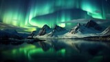 northern lights against the background of mountains at night