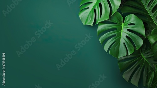 Monstera leaves top view. Beautiful plant background