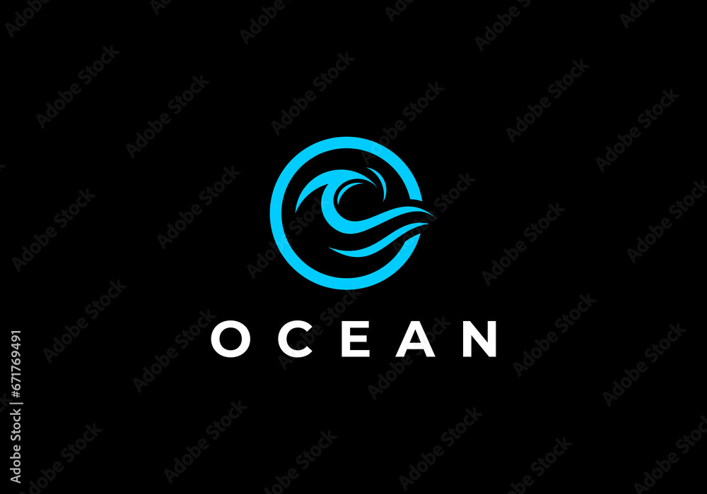wavy blue ocean water letter O ocean wave logo design vector wavy blue ocean water letter O ocean wave logo design vector