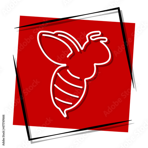 bee red banner in frame. Vector illustration.