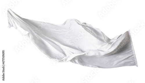 white silk cloth, flying, isolated on a transparent background. PNG cutout or clipping path. 
