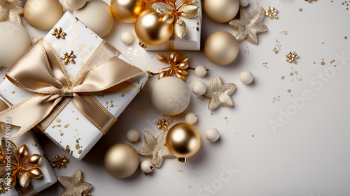 Weihnachten Advent Neujahr Wünsche Karte weiß gold Generative AI