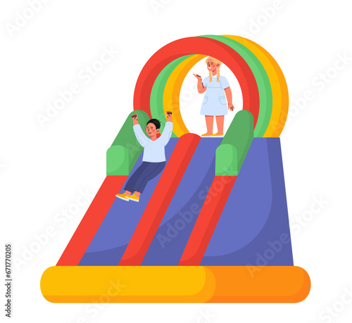 Children on trampoline vector