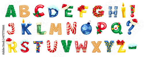 Font for Christmas vector set