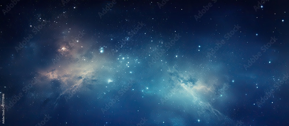 Naklejka premium Capture a detailed photograph with visible stars and cosmic particles of the central region of the Milky Way galaxy in the vastness of the universe employing a prolonged exposure technique 