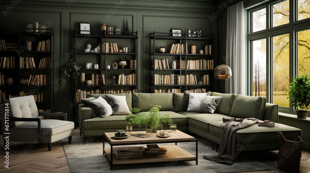 interior home design olive green