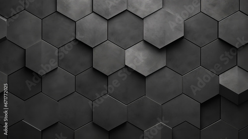 
Abstract seamless dark black gray grey anthracite concrete cement stone tile wall made of hexagonal geometric hexagon print texture background banner panorama photo