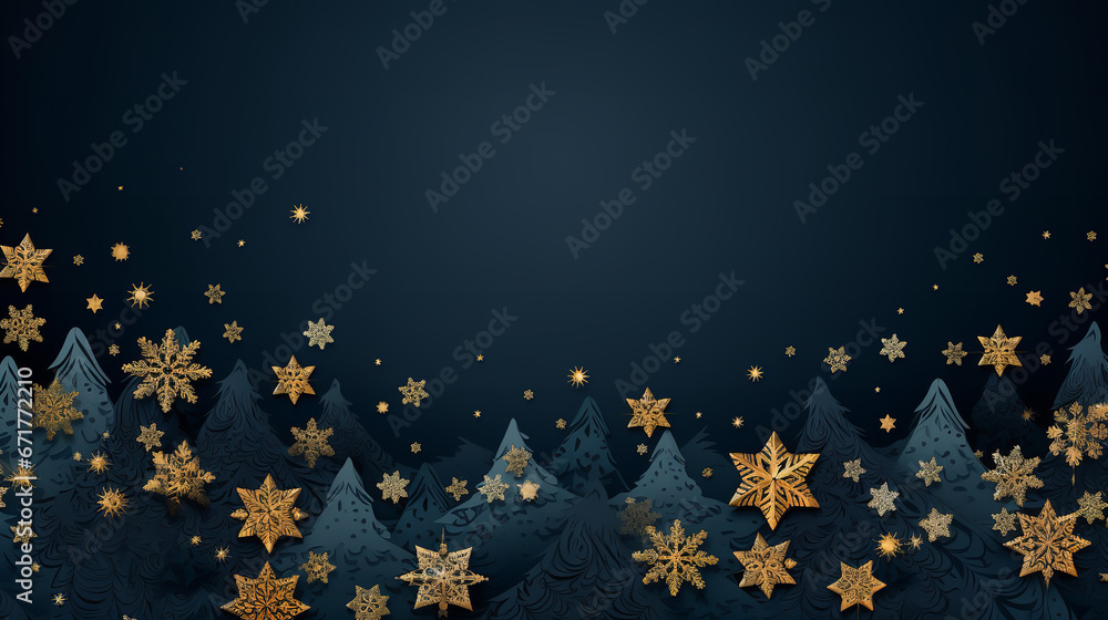 Fototapeta premium Christmas advent celebration holiday background banner panorama greeting card - Border ornament gold and blue christmas baubles balls on blue texture