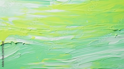 Closeup of abstract rough colorful neon green colors art painting texture background wallpaper, with oil or acrylic brushstroke waves, pallet knife paint on canvas