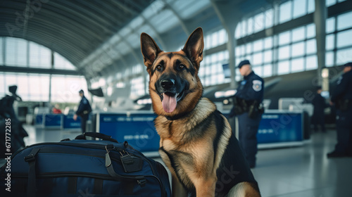 Drug Enforcement Dog Airport created with Generative AI Technology, ai, generative