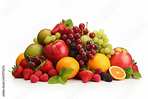 fruits isolated on white background edited. Generative AI