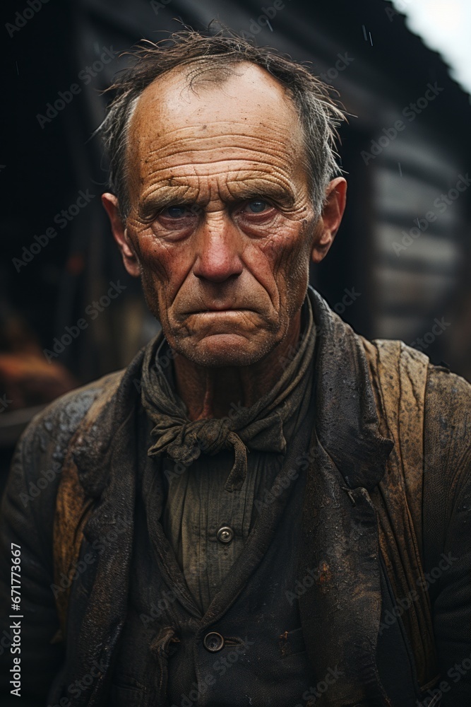Obraz premium Portrait of the senior man on the rural farm