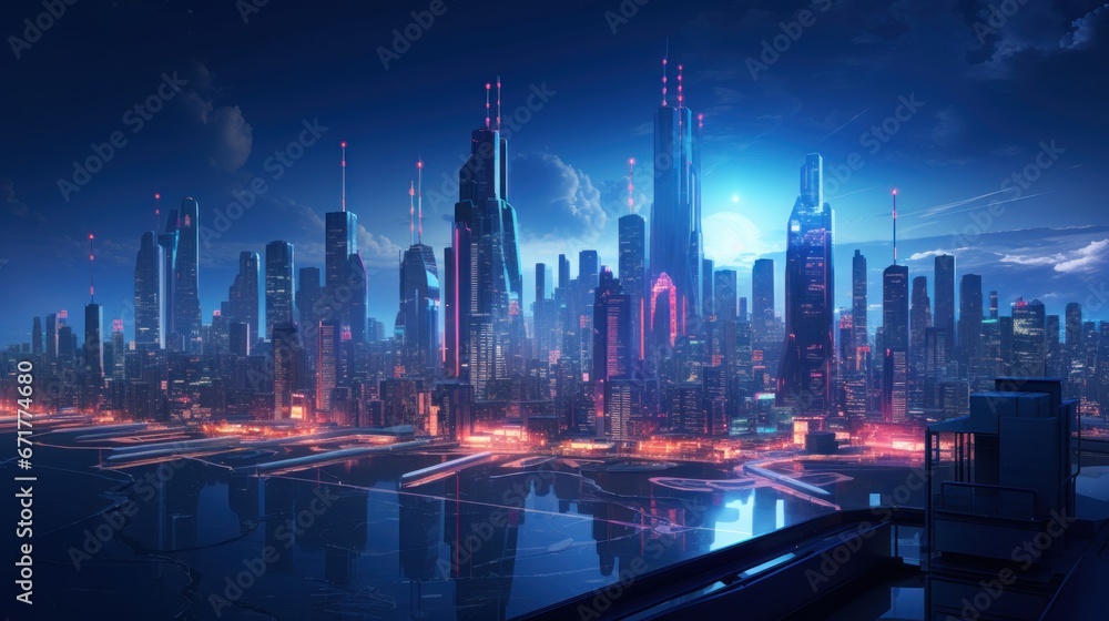 Innovative AI Elegance A Cyberpunk Cityscape