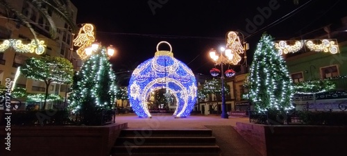 Magic Christmas decoration in the city #671774620