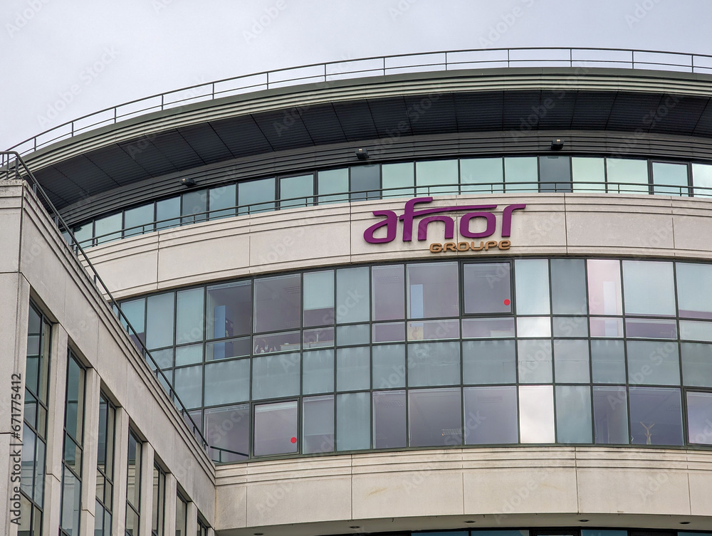 Saint-Denis, France - 31 octobre 2023: Façade du siège social d'Afnor ...