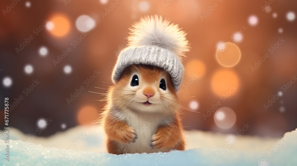Cute Squirrel in Winter Snow Cute Squirrel in Winter Snow